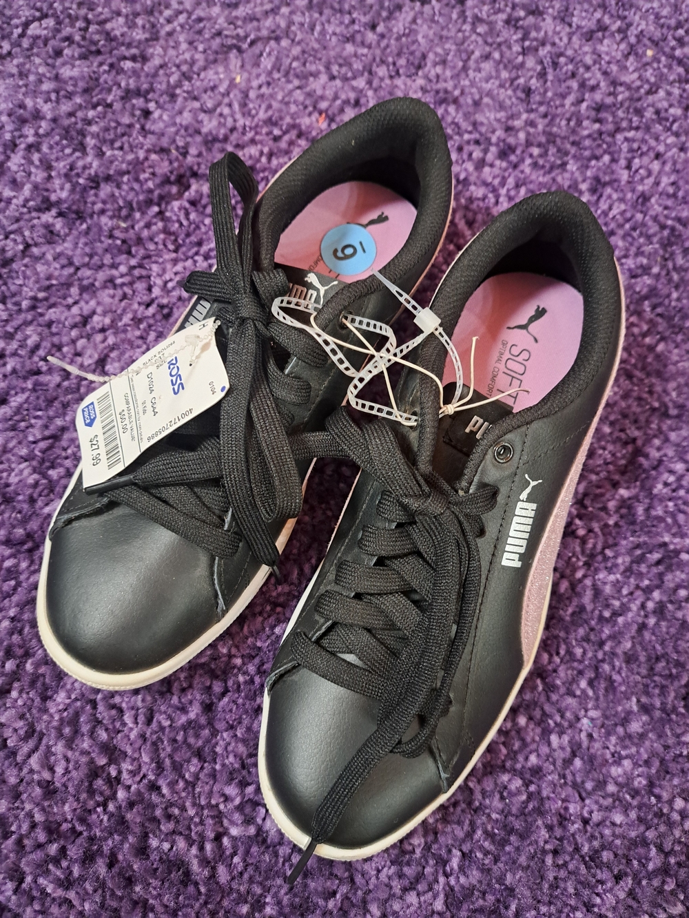 Stardust Stride – Puma Black & Sparkle Sneakers Women’s Size 6 NEW